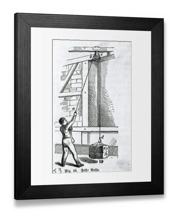Framed Print : Man Working A Pulley Framed Print : Man Working A Pulley