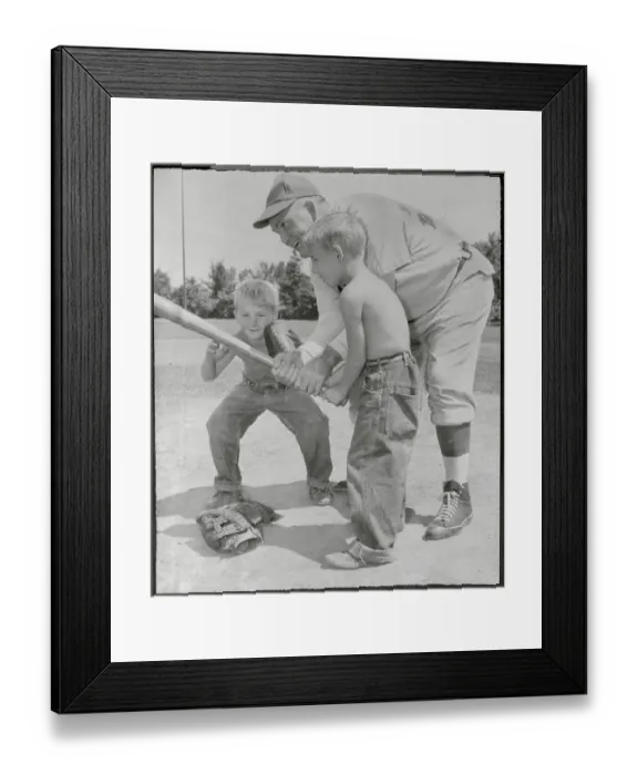 Framed Print : Rogers Hornsby Teaching Young Boy How to Handle Baseball Bat Framed Print : Rogers Hornsby Teaching Young Boy How to Handle Baseball Bat