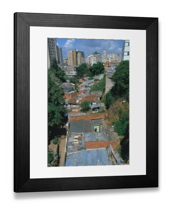 Framed Print : Well-to-Do Homes Overlooking Slum Framed Print : Well-to-Do Homes Overlooking Slum