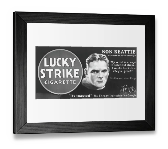 Framed Print : Bob Beattie in Lucky Strike Ad Framed Print : Bob Beattie in Lucky Strike Ad