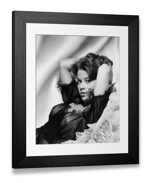 Framed Print : Jane Fonda Poses in Bed W / Hands on Head Framed Print : Jane Fonda Poses in Bed W / Hands on Head