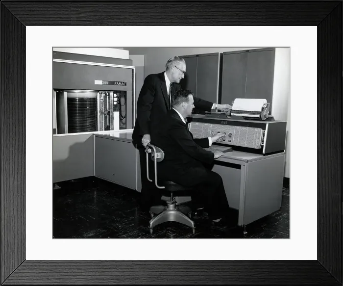 Framed Print : Men Working On Early Ibm Computer Framed Print : Men Working On Early Ibm Computer