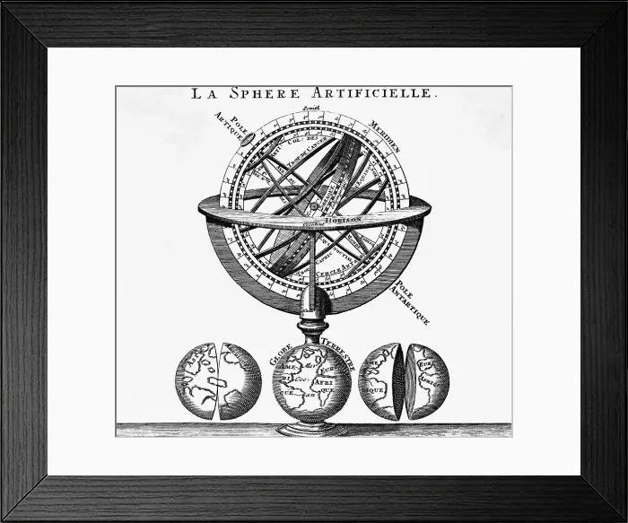 Framed Print : Engraving of The Artificial Sphere Framed Print : Engraving of The Artificial Sphere