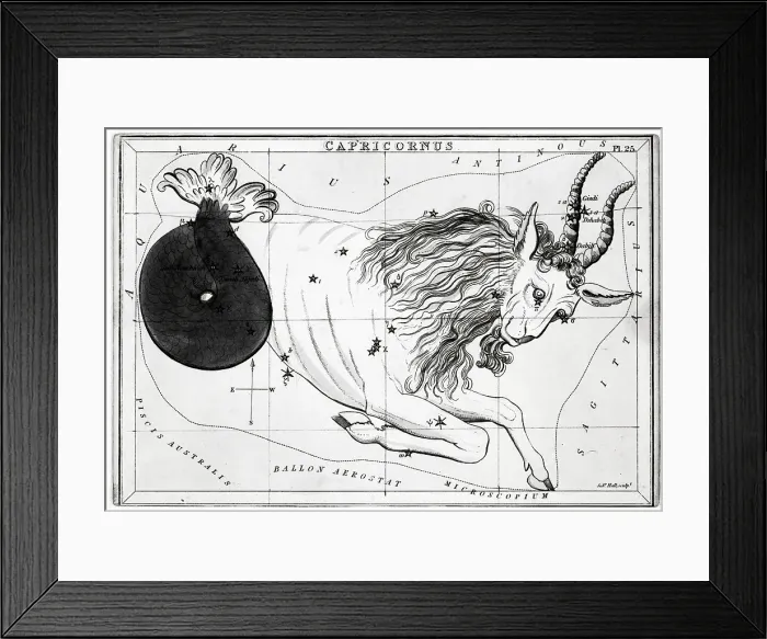 Framed Print : Capricorn Engraved 1 / 2 Goat 1 / 2 Fish Framed Print : Capricorn Engraved 1 / 2 Goat 1 / 2 Fish