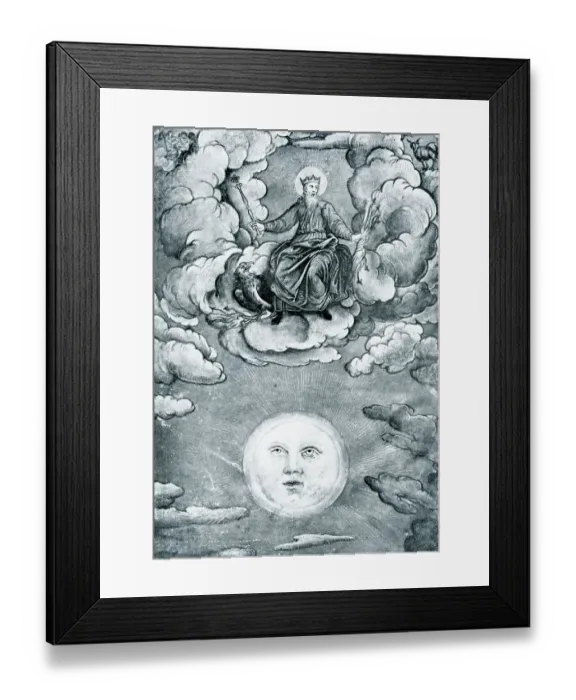 Framed Print : Medieval Drawing;Sun, Jupiter, Water, Earth