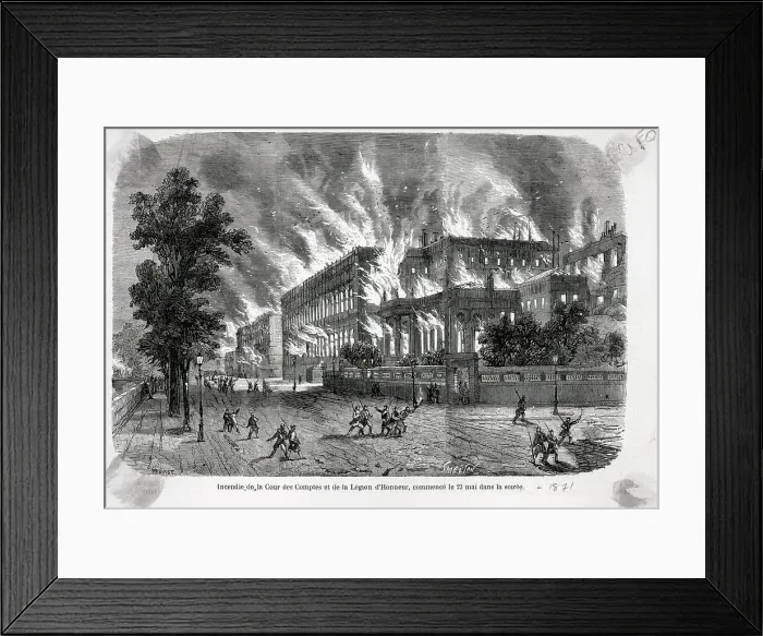 Framed Print : Large Blgs In Flames Panicked People Framed Print : Large Blgs In Flames Panicked People