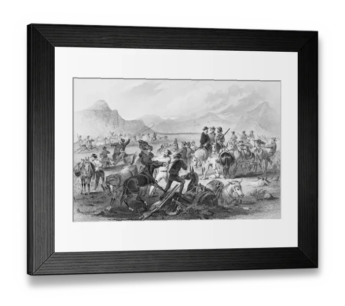 Framed Print : Men In Mountains Drinking; Engraving Framed Print : Men In Mountains Drinking; Engraving