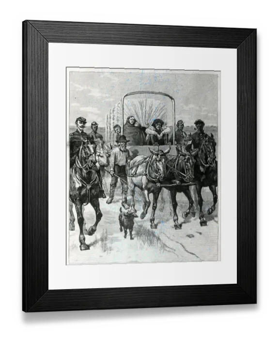 Framed Print : Illust.; Oklahomans On Land Rush; Wagon