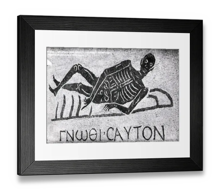 Framed Print : Mosaic Of Skeleton Death With Scythe Framed Print : Mosaic Of Skeleton Death With Scythe