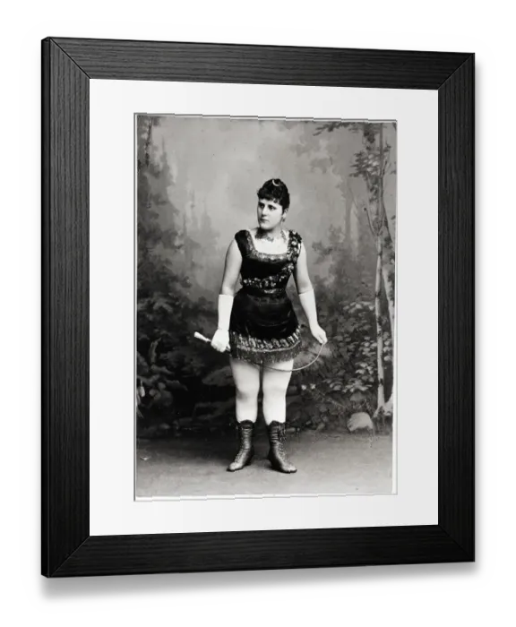 Framed Print : Woman Circus Lion Tamer With Wip Framed Print : Woman Circus Lion Tamer With Wip