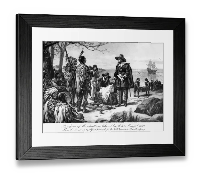 Framed Print : Purchase of Manhattan Island by Pieter Minuit by Alfred Friedericks Framed Print : Purchase of Manhattan Island by Pieter Minuit by Alfred Friedericks