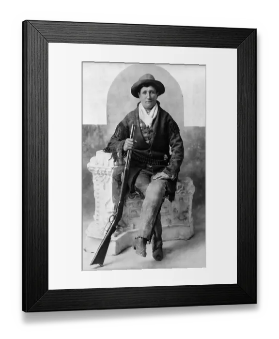 Framed Print : Calamity Jane Seated With Rifle Framed Print : Calamity Jane Seated With Rifle