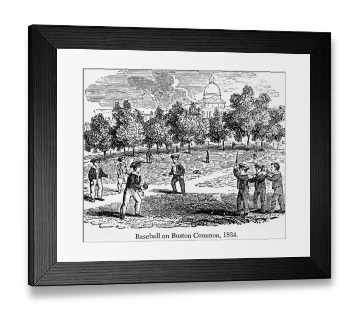 Framed Print : Woodcut Of Baseball Players On A Field Framed Print : Woodcut Of Baseball Players On A Field