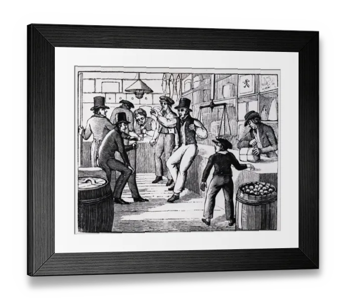 Framed Print : Group Of Men In Old Time Grocery Store Framed Print : Group Of Men In Old Time Grocery Store