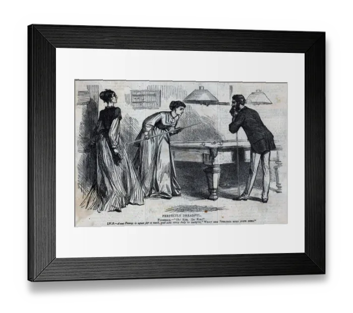 Framed Print : Man And Woman Paying Billiards Framed Print : Man And Woman Paying Billiards