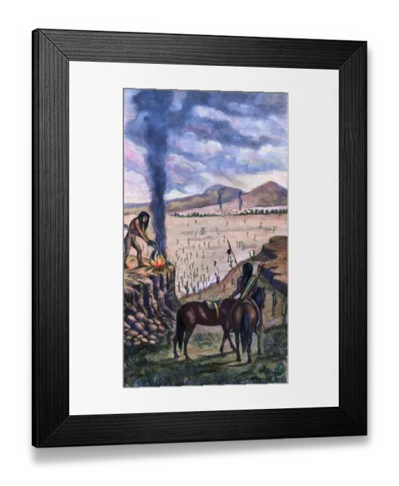 Framed Print : Native Americans Signaling A War Party