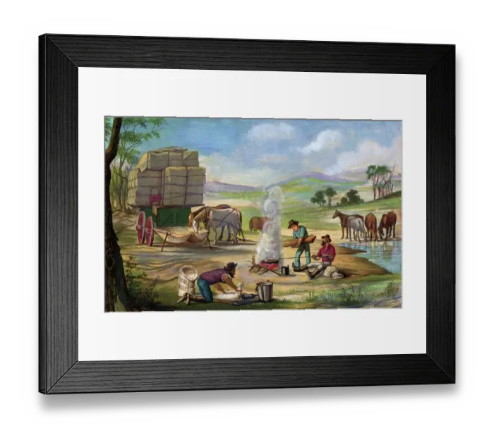 Framed Print : Teamsters Camping For The Night Framed Print : Teamsters Camping For The Night
