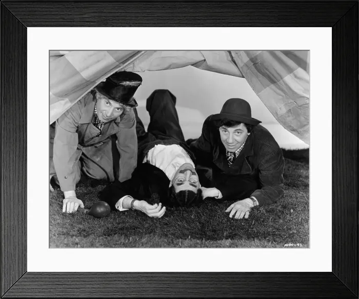 Framed Print : Marx Brothers Peering Under Tent Framed Print : Marx Brothers Peering Under Tent
