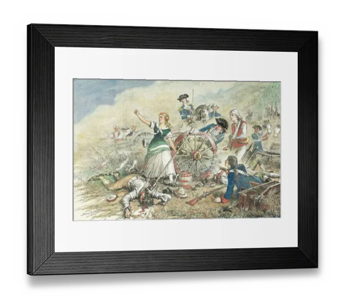 Framed Print : Color Engraving of Molly Pitcher at the Battle of Monmouth Framed Print : Color Engraving of Molly Pitcher at the Battle of Monmouth