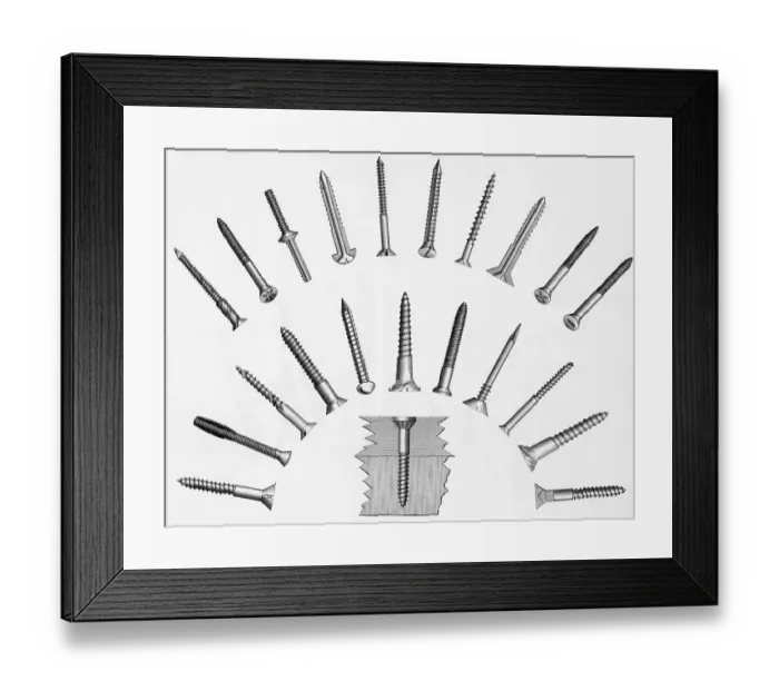 Framed Print : Various Screws Arranged Radially Framed Print : Various Screws Arranged Radially