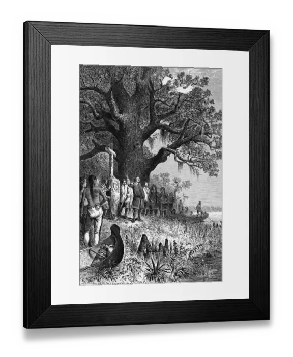 Framed Print : Engraving of La Salle Claiming The Mississippi Framed Print : Engraving of La Salle Claiming The Mississippi