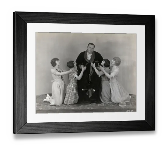 Framed Print : Fatty Arbuckle Surrounded By Women Framed Print : Fatty Arbuckle Surrounded By Women