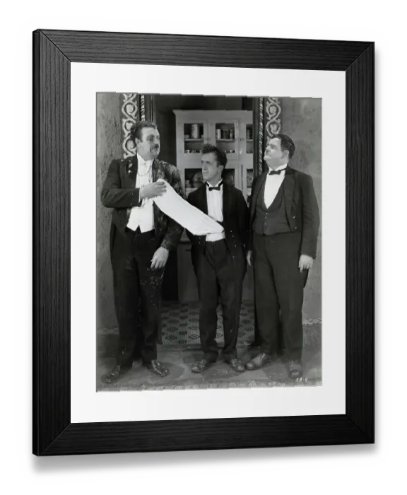 Framed Print : Laurel & Hardy W / Pie-(?)-Splattered Man Framed Print : Laurel & Hardy W / Pie-(?)-Splattered Man