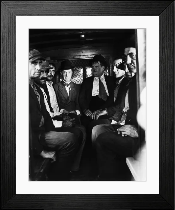 Framed Print : Laurel & Hardy Seated In Paddy Wagon