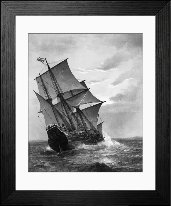 Framed Print : Engraving of The Mayflower After a Painting by Marshall Johnson Framed Print : Engraving of The Mayflower After a Painting by Marshall Johnson