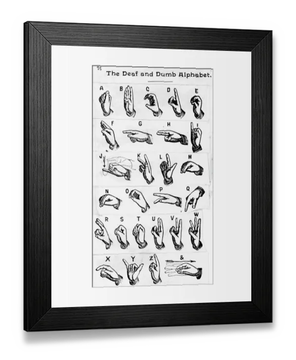 Framed Print : The Deaf and Dumb Alphabet Print Framed Print : The Deaf and Dumb Alphabet Print