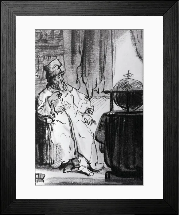 Framed Print : Philosopher In His Study Meditating Framed Print : Philosopher In His Study Meditating