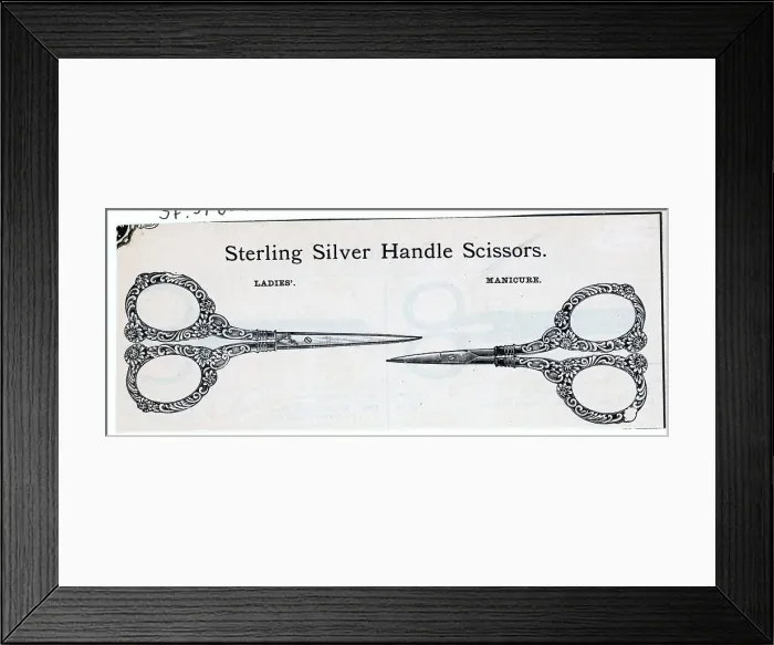 Framed Print : Sterling Silver Handle Scissors Framed Print : Sterling Silver Handle Scissors