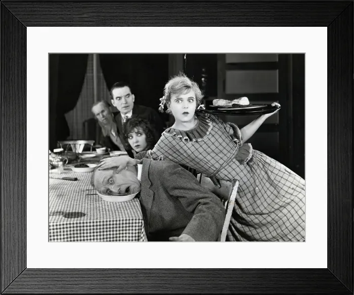 Framed Print : Woman Pushes Mans Head Into Soup Bowl Framed Print : Woman Pushes Mans Head Into Soup Bowl