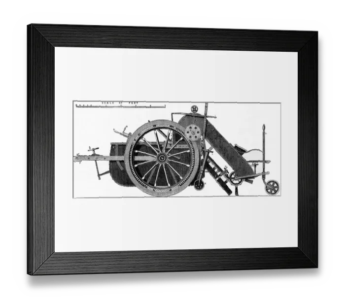 Framed Print : Street Sweeping Machine; Engraving