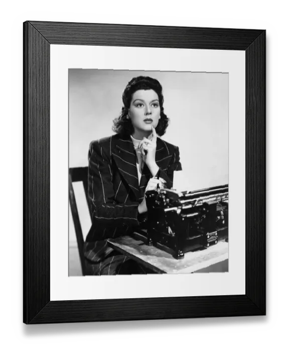 Framed Print : Portrait Of Rosalind Russel @ Typewriter Framed Print : Portrait Of Rosalind Russel @ Typewriter