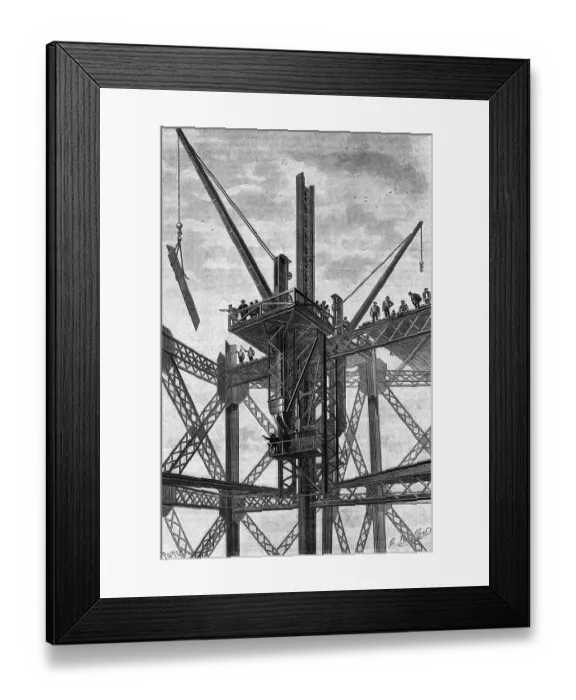Framed Print : Illus. Of Construction Of Eiffel Tower Framed Print : Illus. Of Construction Of Eiffel Tower