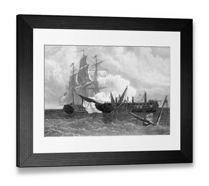 Framed Print : Two Ships In Battle; War Of 1812 Framed Print : Two Ships In Battle; War Of 1812