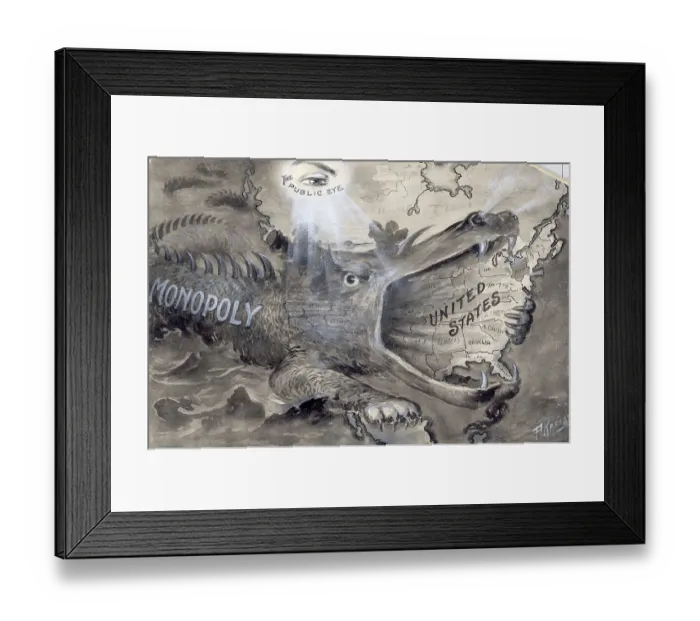 Framed Print : United States Swallowed By Monopoly Framed Print : United States Swallowed By Monopoly