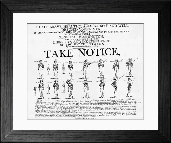 Framed Print : American Revolution Recruiting Poster Framed Print : American Revolution Recruiting Poster