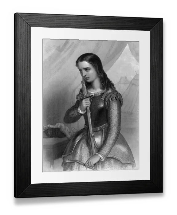 Framed Print : Joan Of Arc Holding Sword; Engraving Framed Print : Joan Of Arc Holding Sword; Engraving