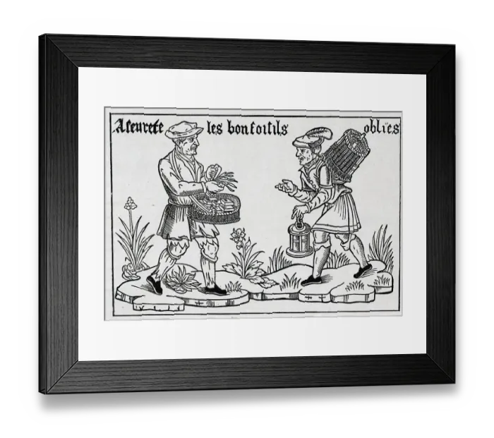 Framed Print : Seller Of Tinderbox, Wafer; Woodcut Framed Print : Seller Of Tinderbox, Wafer; Woodcut