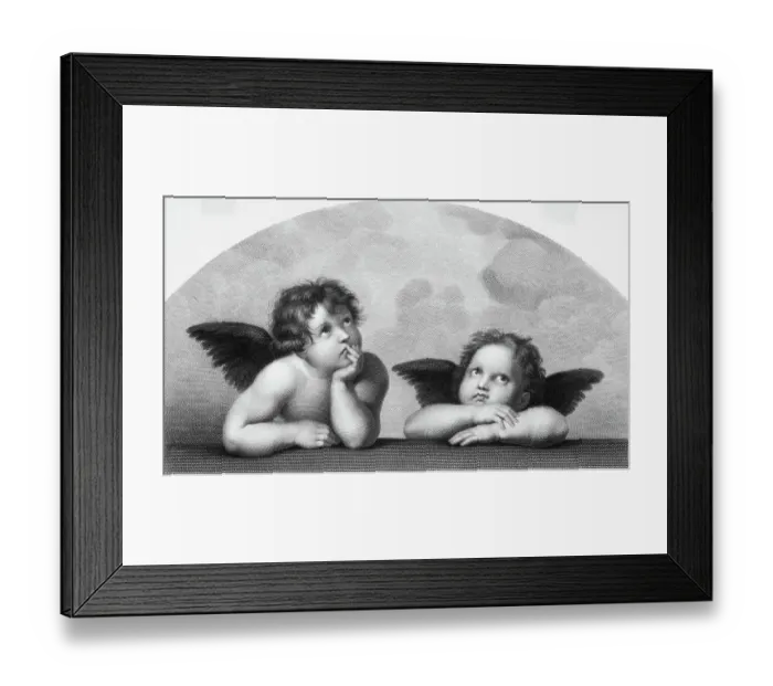 Framed Print : Engraving After a Detail of Sistine Madonna by Raphael Framed Print : Engraving After a Detail of Sistine Madonna by Raphael