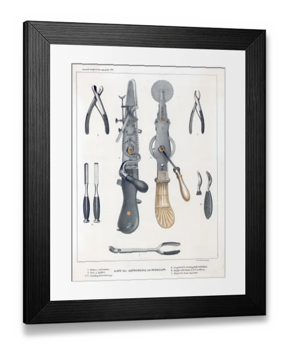 Framed Print : Doctors Instruments In 19Th Century Framed Print : Doctors Instruments In 19Th Century
