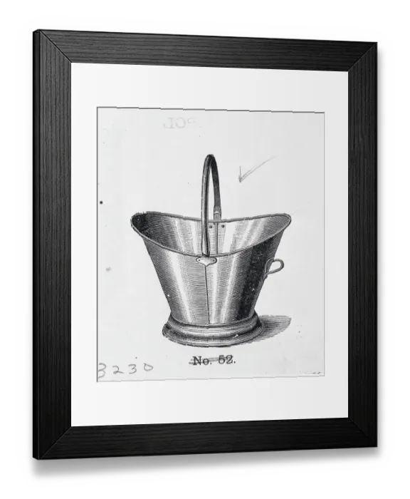 Framed Print : Brass Bucket Of Coal; Engraving Framed Print : Brass Bucket Of Coal; Engraving