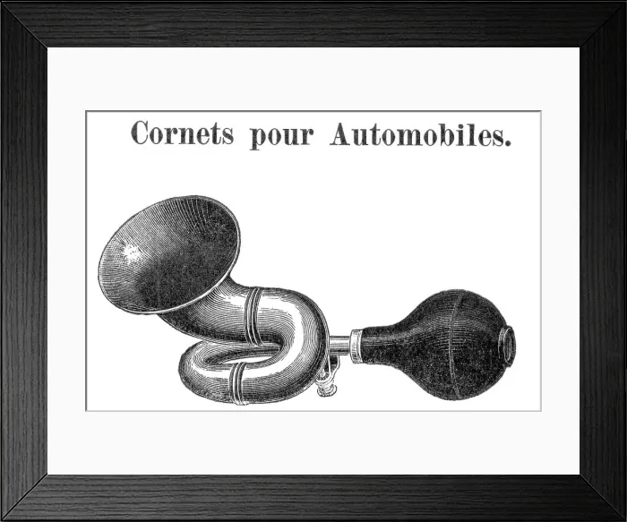 Framed Print : Engraving Of Automobile Horn Framed Print : Engraving Of Automobile Horn