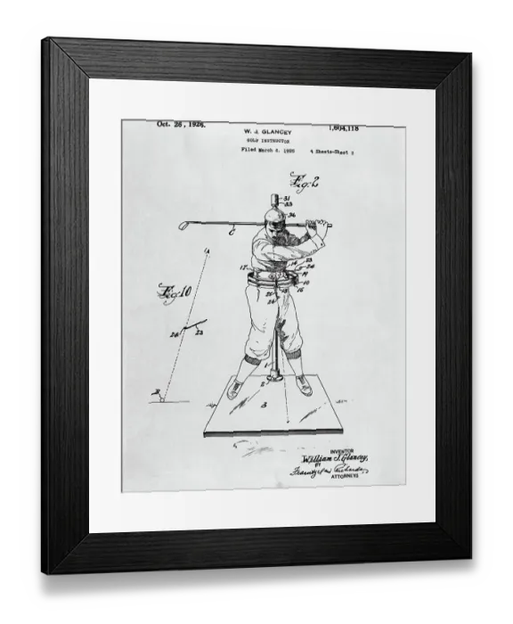Framed Print : Drawing Of Golfer In Pose Framed Print : Drawing Of Golfer In Pose