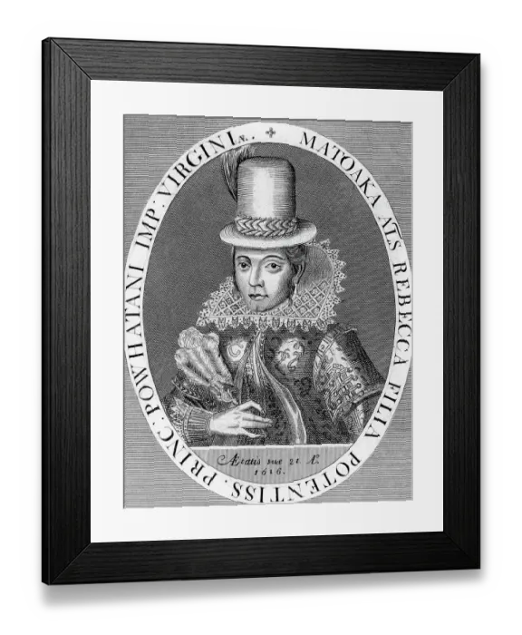 Framed Print : Etching of Pocahontas Framed Print : Etching of Pocahontas