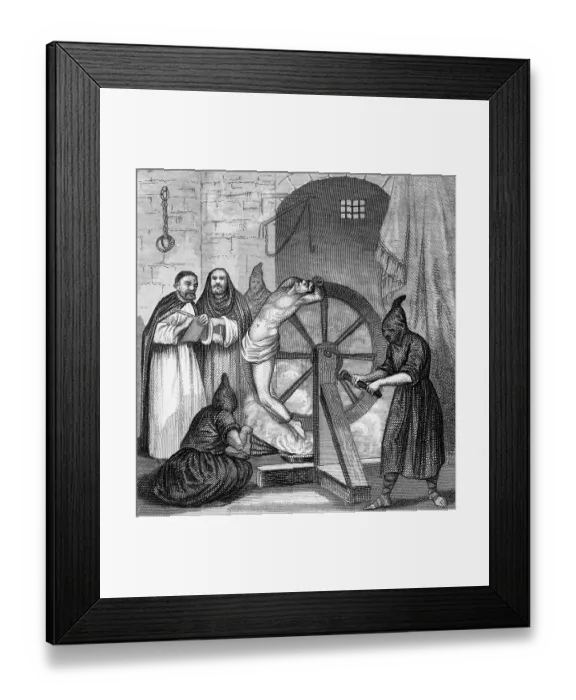 Framed Print : Engraving of Fire Wheel Torture Framed Print : Engraving of Fire Wheel Torture