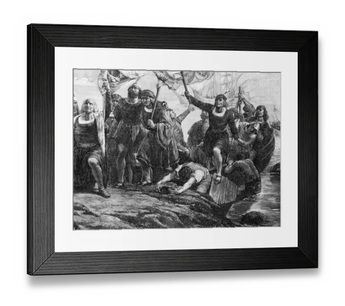 Framed Print : Columbus Landing In America Framed Print : Columbus Landing In America