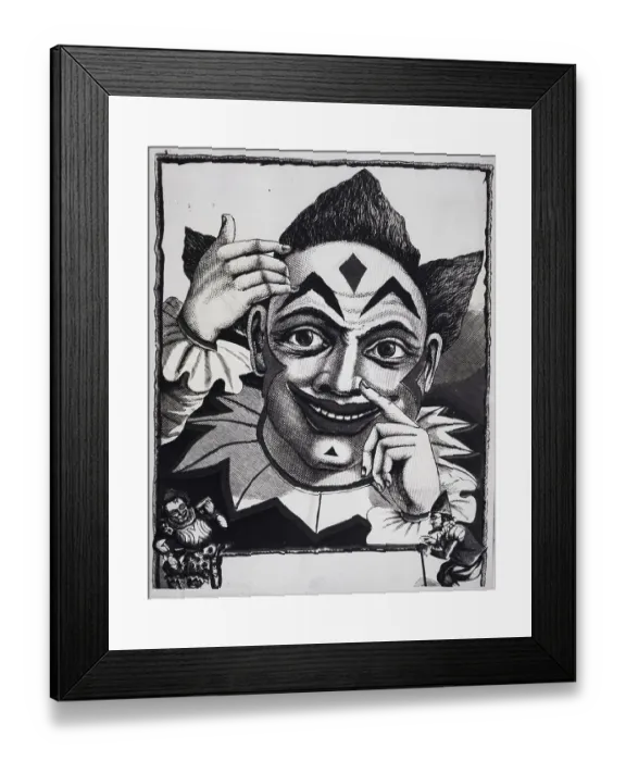 Framed Print : Closeup Of Clown Pointing At Nose Framed Print : Closeup Of Clown Pointing At Nose